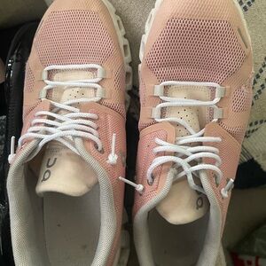 On Running Pale Pink and White Women's Running Shoes